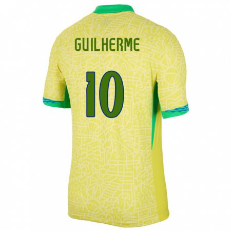 Kandiny Niño Camiseta Brasil Luis Guilherme #10 Amarillo 1ª Equipación 24-26 La Camisa Chile