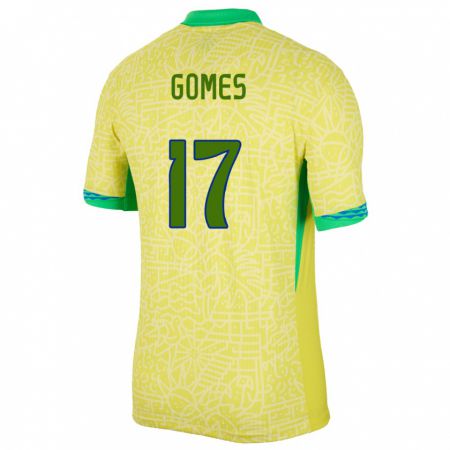 Kandiny Niño Camiseta Brasil William Gomes #17 Amarillo 1ª Equipación 24-26 La Camisa Chile
