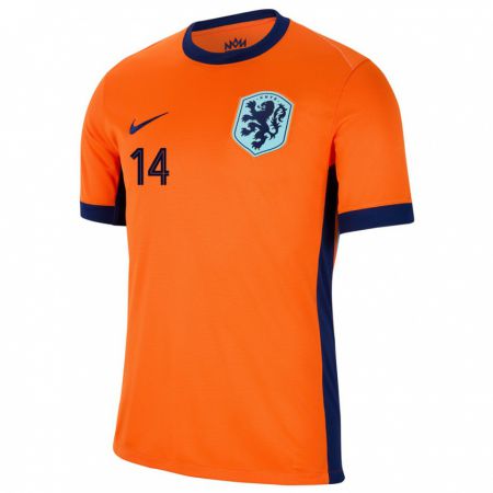 Kandiny Niño Camiseta Países Bajos Silvano Vos #14 Naranja 1ª Equipación 24-26 La Camisa Chile