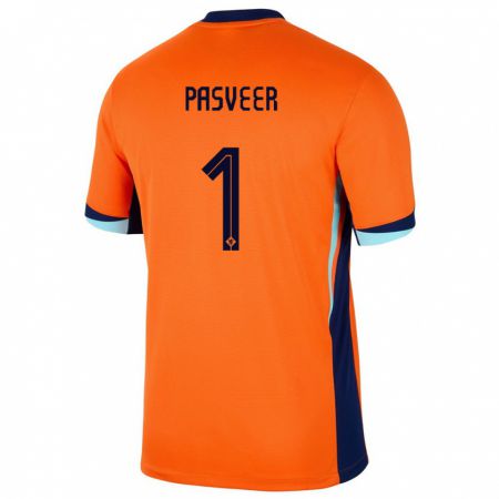 Kandiny Niño Camiseta Países Bajos Remko Pasveer #1 Naranja 1ª Equipación 24-26 La Camisa Chile