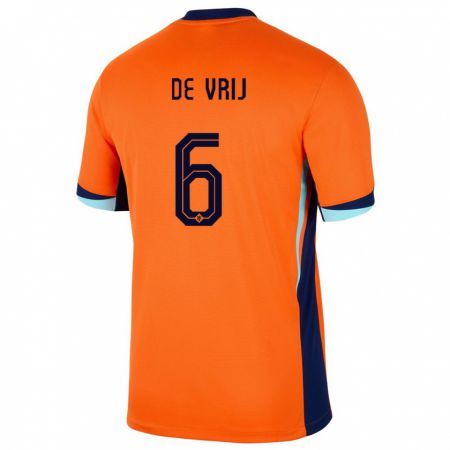 Kandiny Niño Camiseta Países Bajos Stefan De Vrij #6 Naranja 1ª Equipación 24-26 La Camisa Chile