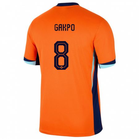 Kandiny Niño Camiseta Países Bajos Cody Gakpo #8 Naranja 1ª Equipación 24-26 La Camisa Chile
