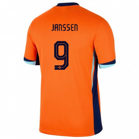 Kandiny Niño Camiseta Países Bajos Vincent Janssen #9 Naranja 1ª Equipación 24-26 La Camisa Chile