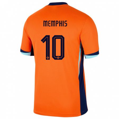 Kandiny Niño Camiseta Países Bajos Memphis Depay #10 Naranja 1ª Equipación 24-26 La Camisa Chile