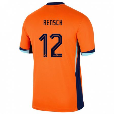 Kandiny Niño Camiseta Países Bajos Devyne Rensch #12 Naranja 1ª Equipación 24-26 La Camisa Chile