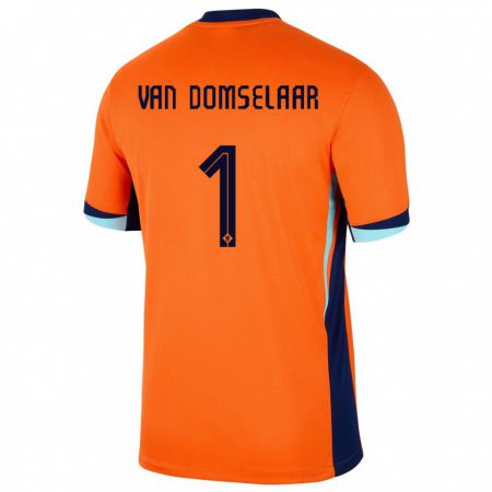 Kandiny Niño Camiseta Países Bajos Daphne Van Domselaar #1 Naranja 1ª Equipación 24-26 La Camisa Chile