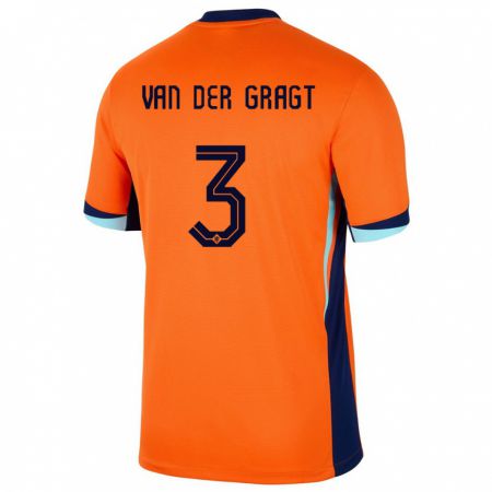 Kandiny Niño Camiseta Países Bajos Stefanie Van Der Gragt #3 Naranja 1ª Equipación 24-26 La Camisa Chile