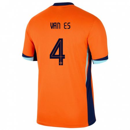 Kandiny Niño Camiseta Países Bajos Kika Van Es #4 Naranja 1ª Equipación 24-26 La Camisa Chile