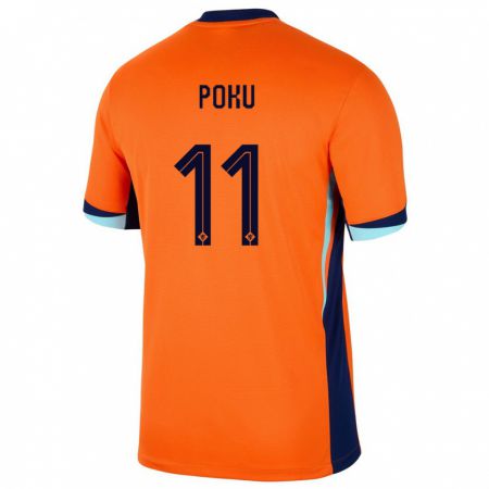 Kandiny Niño Camiseta Países Bajos Ernest Poku #11 Naranja 1ª Equipación 24-26 La Camisa Chile
