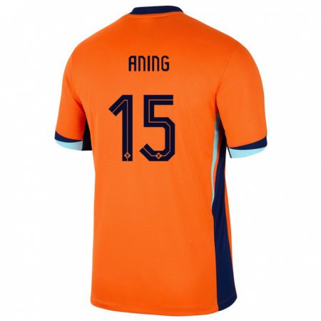 Kandiny Niño Camiseta Países Bajos Prince Aning #15 Naranja 1ª Equipación 24-26 La Camisa Chile