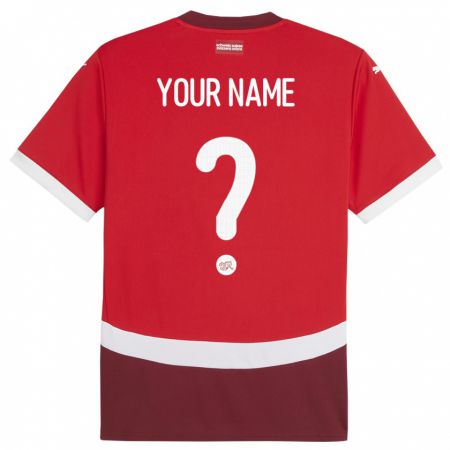 Kandiny Niño Camiseta Suiza Su Nombre #0 Rojo 1ª Equipación 24-26 La Camisa Chile
