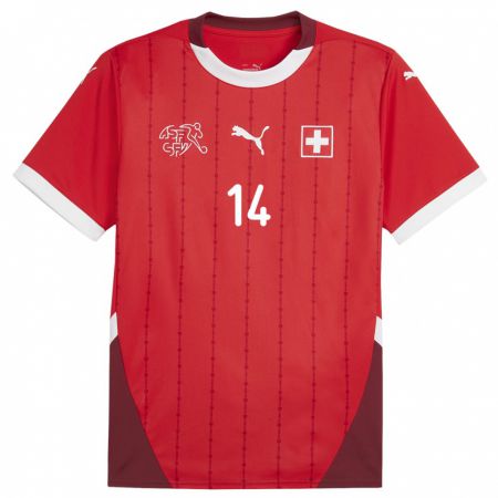 Kandiny Niño Camiseta Suiza Michel Aebischer #14 Rojo 1ª Equipación 24-26 La Camisa Chile