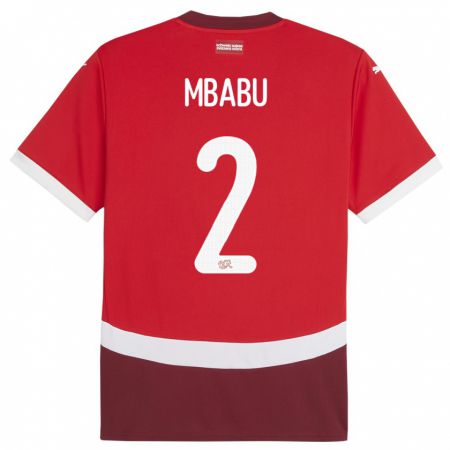 Kandiny Niño Camiseta Suiza Kevin Mbabu #2 Rojo 1ª Equipación 24-26 La Camisa Chile