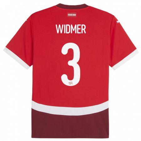 Kandiny Niño Camiseta Suiza Silvan Widmer #3 Rojo 1ª Equipación 24-26 La Camisa Chile