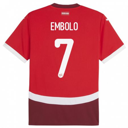 Kandiny Niño Camiseta Suiza Breel Embolo #7 Rojo 1ª Equipación 24-26 La Camisa Chile