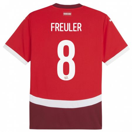 Kandiny Niño Camiseta Suiza Remo Freuler #8 Rojo 1ª Equipación 24-26 La Camisa Chile