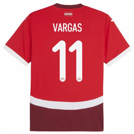 Kandiny Niño Camiseta Suiza Ruben Vargas #11 Rojo 1ª Equipación 24-26 La Camisa Chile