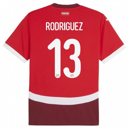 Kandiny Niño Camiseta Suiza Ricardo Rodriguez #13 Rojo 1ª Equipación 24-26 La Camisa Chile