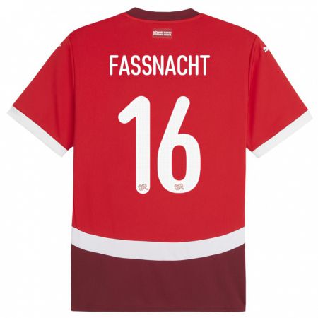 Kandiny Niño Camiseta Suiza Christian Fassnacht #16 Rojo 1ª Equipación 24-26 La Camisa Chile