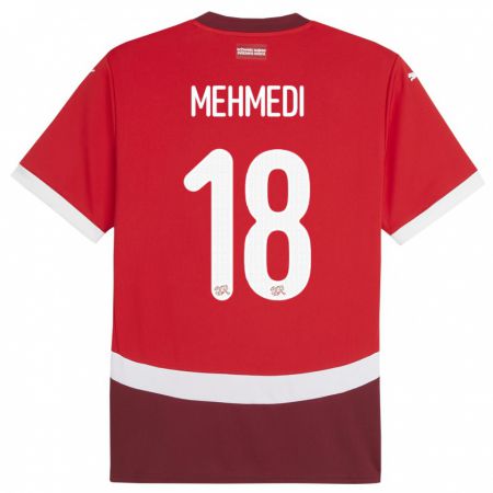 Kandiny Niño Camiseta Suiza Admir Mehmedi #18 Rojo 1ª Equipación 24-26 La Camisa Chile