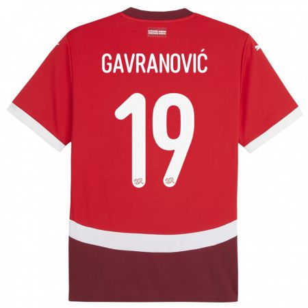 Kandiny Niño Camiseta Suiza Mario Gavranovic #19 Rojo 1ª Equipación 24-26 La Camisa Chile