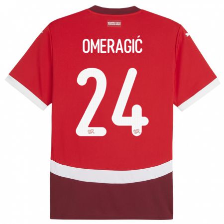 Kandiny Niño Camiseta Suiza Becir Omeragic #24 Rojo 1ª Equipación 24-26 La Camisa Chile