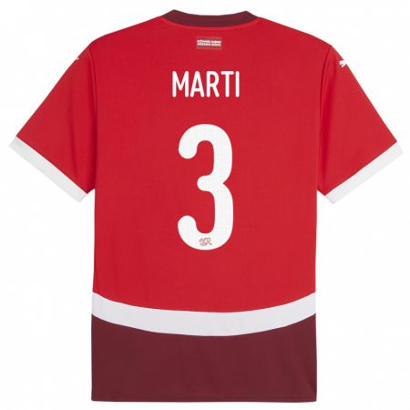 Kandiny Niño Camiseta Suiza Lara Marti #3 Rojo 1ª Equipación 24-26 La Camisa Chile