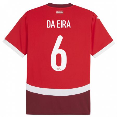 Kandiny Niño Camiseta Suiza Stefanie Da Eira #6 Rojo 1ª Equipación 24-26 La Camisa Chile