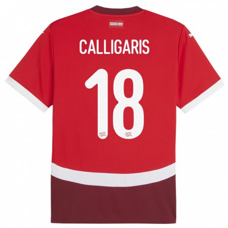 Kandiny Niño Camiseta Suiza Viola Calligaris #18 Rojo 1ª Equipación 24-26 La Camisa Chile