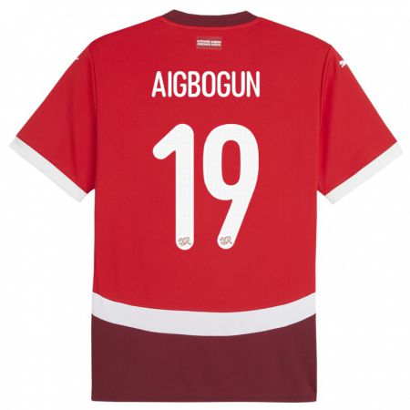 Kandiny Niño Camiseta Suiza Eseosa Aigbogun #19 Rojo 1ª Equipación 24-26 La Camisa Chile