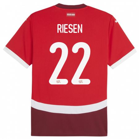 Kandiny Niño Camiseta Suiza Nadine Riesen #22 Rojo 1ª Equipación 24-26 La Camisa Chile