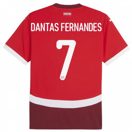 Kandiny Niño Camiseta Suiza Ronaldo Dantas Fernandes #7 Rojo 1ª Equipación 24-26 La Camisa Chile