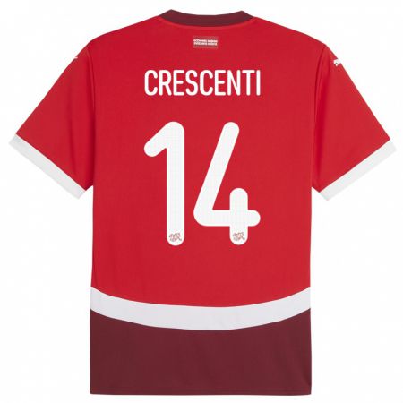 Kandiny Niño Camiseta Suiza Federico Crescenti #14 Rojo 1ª Equipación 24-26 La Camisa Chile