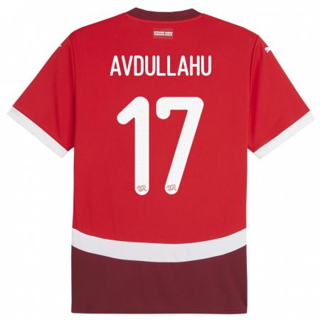 Kandiny Niño Camiseta Suiza Leon Avdullahu #17 Rojo 1ª Equipación 24-26 La Camisa Chile