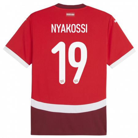 Kandiny Niño Camiseta Suiza Roggerio Nyakossi #19 Rojo 1ª Equipación 24-26 La Camisa Chile