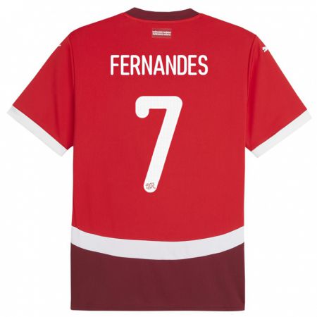 Kandiny Niño Camiseta Suiza Ruben Fernandes #7 Rojo 1ª Equipación 24-26 La Camisa Chile
