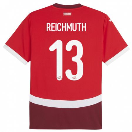 Kandiny Niño Camiseta Suiza Miguel Reichmuth #13 Rojo 1ª Equipación 24-26 La Camisa Chile