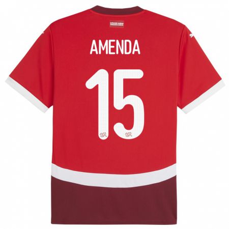 Kandiny Niño Camiseta Suiza Aurele Amenda #15 Rojo 1ª Equipación 24-26 La Camisa Chile