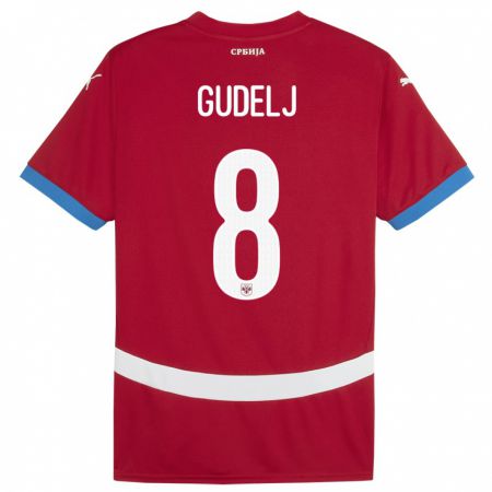 Kandiny Niño Camiseta Serbia Nemanja Gudelj #8 Rojo 1ª Equipación 24-26 La Camisa Chile