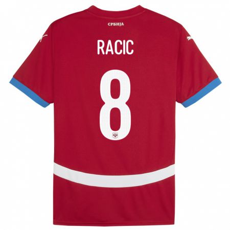 Kandiny Niño Camiseta Serbia Uros Racic #8 Rojo 1ª Equipación 24-26 La Camisa Chile