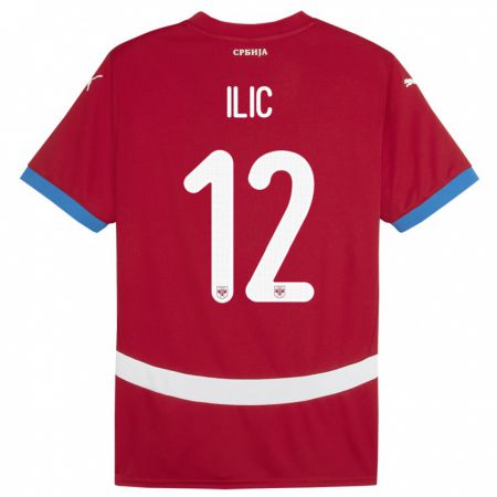 Kandiny Niño Camiseta Serbia Marko Ilic #12 Rojo 1ª Equipación 24-26 La Camisa Chile