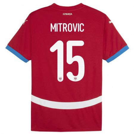 Kandiny Niño Camiseta Serbia Stefan Mitrovic #15 Rojo 1ª Equipación 24-26 La Camisa Chile