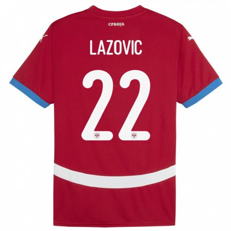 Kandiny Niño Camiseta Serbia Darko Lazovic #22 Rojo 1ª Equipación 24-26 La Camisa Chile