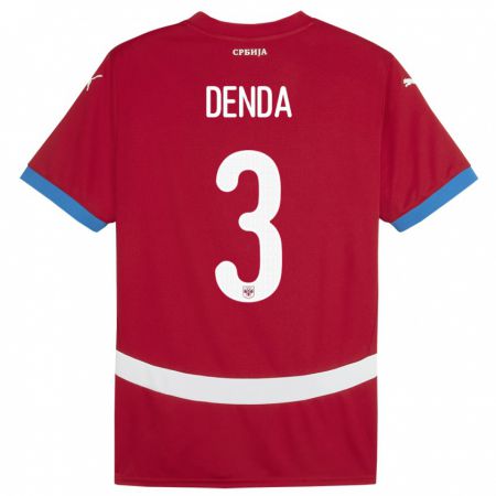 Kandiny Niño Camiseta Serbia Milica Denda #3 Rojo 1ª Equipación 24-26 La Camisa Chile