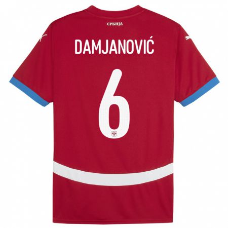 Kandiny Niño Camiseta Serbia Nevena Damjanovic #6 Rojo 1ª Equipación 24-26 La Camisa Chile
