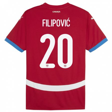 Kandiny Niño Camiseta Serbia Tijana Filipovic #20 Rojo 1ª Equipación 24-26 La Camisa Chile
