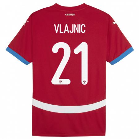 Kandiny Niño Camiseta Serbia Tyla Jay Vlajnic #21 Rojo 1ª Equipación 24-26 La Camisa Chile