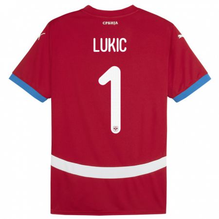 Kandiny Niño Camiseta Serbia Ognjen Lukic #1 Rojo 1ª Equipación 24-26 La Camisa Chile