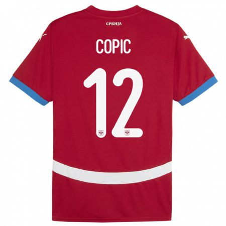 Kandiny Niño Camiseta Serbia Marko Copic #12 Rojo 1ª Equipación 24-26 La Camisa Chile