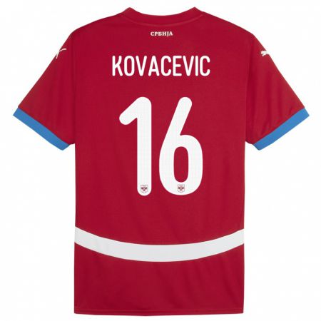 Kandiny Niño Camiseta Serbia Bojan Kovacevic #16 Rojo 1ª Equipación 24-26 La Camisa Chile